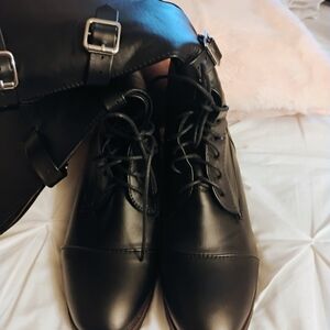 Marc New York Black Lace-Up Heeled Boots